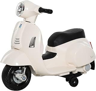 HOMCOM Vespa Licensed 6V Kids Electric Motorbike Ride On Motorcycle Battery Powered for 18-36 Months with Horn Headlight White