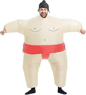Rafalacy Inflatable Sumo Wrestler Suit Costume for Adult Blow up Halloween Party Fat Suit Fancy Families Member Game