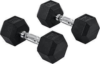 HOMCOM 2x4kg/2x5kg/2x6kg/2x8kg/2x10kg Rubber Dumbbell Sports Hex Weights Sets Home Gym Fitness Hexagonal Dumbbells Kit Weight Lifting Exercise