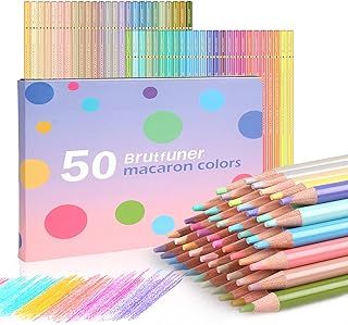 Macaron 50 Artist Coloured Pencils Set, Colouring Pencils for Adults Colouring Books, Professional Pastel Pencils Crayons for School