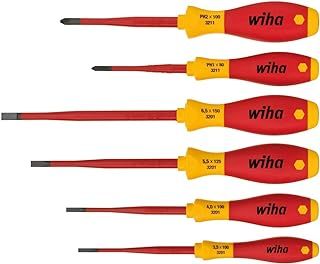 Wiha WHA-35389 VDE Slotted an Phillips Slim Fix Screwdriver Set (6 Pieces), 4.2 cm*35.6 cm*24.0 cm