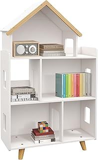 Toy Storage Shelf, 3 Tier Children Bookcase, Kids Bookshelf with Six Cubes, for Playroom, Nursery, Bedroom, Kids Room - White