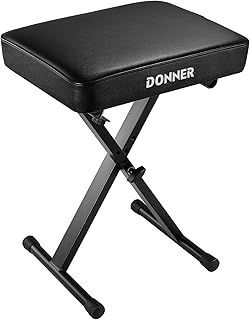 Donner Thicken Piano Stool Keyboard Bench Adjustable, High-density Sponges Non-skid Design X-Style Bench, Black