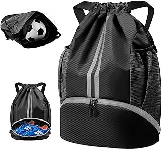 BROTOU Unisex Drawstring Backpack, Waterproof Gym Bag, Large Oxford PE Bag, Students School Bag, Durable Sports Ball Bag, with Shoe Bag