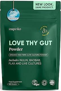 Organic 7-in-1 Prebiotics for Gut Health - Award Winning Gut Health Powder with 7 Superfoods High in Soluble Fibre, Live Cultures, Insoluble Fiber & 2 Billion CFU Probiotic Powder, 180g by Inspiriko