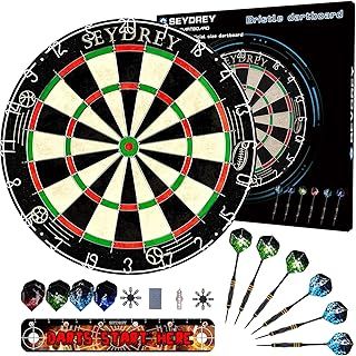 Dart Board Steel Dart Board Dartboard set with 6 pcs 20g Steel Tip Darts 12 Flights Rotating Number Ring + Staple-Free Bullseye Throwing Line Install Instruction