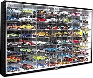 JackCubeDesign Hot Wheels 1/64 Scale Diecast Display Case Storage Cabinet Shelf Wall Mount Rack for 56 Hot Wheels(Black, 62.5 x 35 x 5.2 cm)-MK184