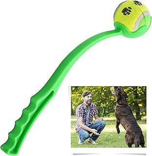 Ball Launcher with 1x Paws Printed Tennis Ball, Ball Blaster, Pet Throw Play, Puppy Toys, Dog Ball Pick Up & Thrower, Outdoor Play Activity, Long Distance Launcher