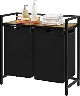 Lifewit Laundry Hamper 2 Sections, 95 L Laundry Basket with Shelf and Double Pull-Out Removable Bags, Laundry Sorter for Laundry Room Bedroom Bathroom Dorm, Black