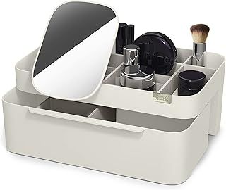 Joseph Joseph Viva Large Makeup Cosmetic Organiser with Removable Mirror, dismantles for easy cleaning Beauty Storage Drawer - Off White, 6