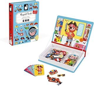 Janod - Magneti'Book for Boys - Magnetic Educational Game, 36 Pieces - Fine Motor Skills and Imagination Learning - From 3 Years, J02719, Blue