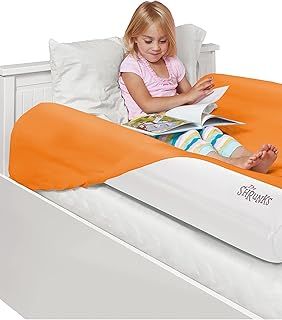 The Shrunks Sleep Security Inflatable Bed Guard (2 Pack) - Safe & Portable Toddler Bed Guard / Cot Bumpers for Travel, Holiday or Home Use, 122x18x10cm fits under Bed Sheet with non-slip grips.
