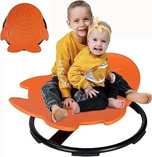 Sensory Spinning Chair, Autism Kids Sensory Swivel Toys, Sit and Spin Wobble Chair for Suitable for Boys and Girls with Autism and Adhd,Toddler Sensory Equipment (Penguin-Orange)