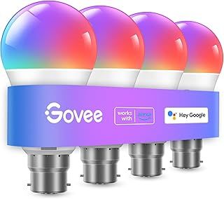 Govee RGBWW Smart Bulb, WiFi Alexa Light Bulbs B22, 9W, 800LM, Music Sync, 16 Million Colors, 54 Scenes, Work with Alexa & Google Assistant, 4 Packs