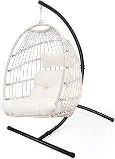 GOUTIME Hammock Chair Stand Only, C Stand for Indoor Outdoor Hanging Egg Swing Chair, Max Load 350 LBS（158KG）,hammock stand c shape,Rattan Swing Seats (Stand Only)