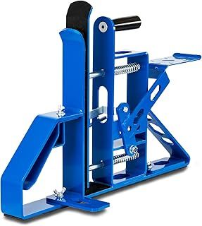 AUCO A002P Hands Free Solid Steel Door Clamp, Door Installation Stand, Professional Door Jig, Door & Timber Panel Vice Clamp with Foot-Operated Door Lifter for Carpenters Blue