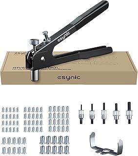 eSynic Rivnut Gun Tool Kit 10 Inch Rivet Nut Gun Set Hand Rivnut Tool Kit Heavy Duty Rivnut Gun Set Nut Rivet Tool with 80Pcs Riveter Nuts Metric M3 M4 M5 M6 M8 Perfect for Work