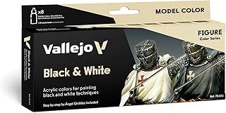 Vallejo Model Color Black and White Acrylic Paint Set - Assorted Colours (Pack of 8)