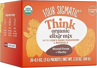 Four Sigmatic Lion's Mane Elixir Mushroom Coffee Alternative | Organic Lion's Mane Mushroom Powder, Rhodiola & Rose Hips | Immune & Memory Support | Paleo | Pack of 21