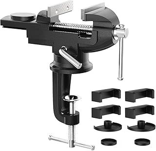 Housolution Universal Table Vise 3 Inch, 360° Swivel Base Bench Clamp Home Repair Tool - Portable Work Bench for Woodworking, Cutting Conduit, Drilling, Metalworking - Black