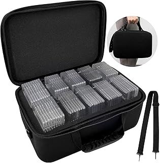 Graded Card Case Storage Box Fits for 64 Graded Sports Trading Cards, Slab Card Holder Organizer for FGS, CSG, BGS, PSA, Sports, Football Card with Removable Thick Foam Slots (Bag Only)