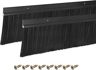 sourcing map 2Pcs Door Brush Bottom Sweep H-Shape Aluminum Alloy Base with 90mm Nylon Brush for Home, Industrial (1000mm L x 115mm W, Black)