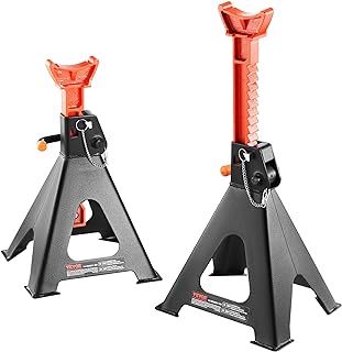 VEVOR Jack Stands, 6 Ton (13,000 lbs) Capacity Car Jack Stands Double Locking, 14.2-23 inch Adjustable Height, for lifting SUV, Pickup Truck, Car and UTV/ATV, Red, 1 Pair