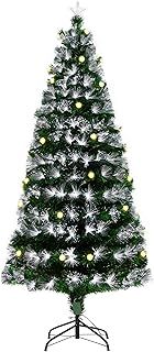 HOMCOM 6ft White Light Artificial Christmas Tree w/ 230 LEDs Star Topper Tri-Base Full Bodied Seasonal Decoration Pre-Lit Home