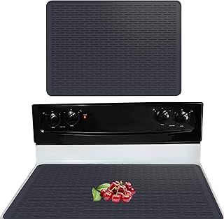 Large Induction Hob Protector Mat, Induction Hob Cover Silicone Cooktop Protector, Silicone Stove Top Cover 29.92X20.87In Glass Stove Top Cover Prevents Scratching Kitchen (Black-L)