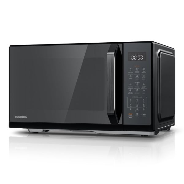 Toshiba Black Mirror Microwave 900w 23L Microwave Oven with Digital Display, Solo, Auto Defrost, One-Touch Express Cook with 11 Power Levels, 7 Auto Menus, Perfect for 10'' Pizza, MW3-EM23PF(MB)