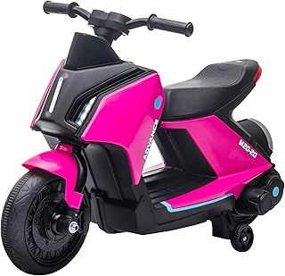 HOMCOM 6V Kids Electric Motorbike Ride On Toy w/Music Headlights Safety Training Wheels for Girls Boy 2-4 Years Pink