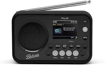 Roberts PLAY20 Compact and Portable DAB/DAB+/FM Digital Radio, Rubber-Protected, Full Colour Screen, Black