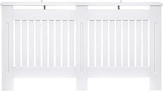 HOMCOM Slatted Radiator Cover Painted Cabinet MDF Lined Grill in White（152L x 19W x 81H cm