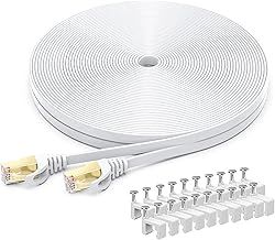 BUSOHE Cat 8 Ethernet Cable 50m, High Speed Flat Gigabit RJ45 Lan Network Cable, 40Gbps 2000Mhz Internet Patch Cord Compatible with Router, Modem, PC, Laptop, Printer