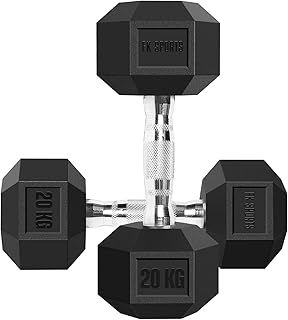 FK Sports Dumbbells (Set of 2), Weight Dumbbells Set 2.5Kg, 5kg, 7.5kg, 10kg, 12.5kg, 15kg, 20Kg In Pair - Hex Dumbbells Set for Women & Men - Gym Equipment for Home - Weights Set