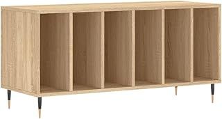 vidaXL Record Cabinet in Sonoma Oak – Ample Storage, Engineered Wood Construction, Iron Feet, Ideal for Vinyl Record Storage & Display
