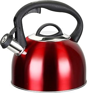 Stove Top Whistling Kettle 2.5L Stainless Steel (Red)