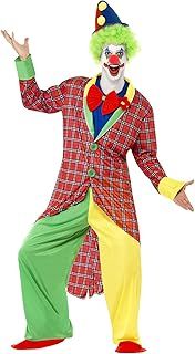 Smiffys Deluxe La Circus Clown Costume, Multi-Coloured Jacket, Trousers, Mock Shirt Bow Tie & Shoe Covers, Circus Fancy Dress, Clown Dress Up Costumes