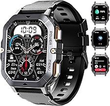 OUKITEL BT101 Military Smart Watch for Men, 2.02”AMOLED HD Screen, Outdoor Sports Smartwatch with Bluetooth Calls, Fitness Watch, Heart Rate & Sleep Monitor/Blood Oxygen for Android iOS (Black)