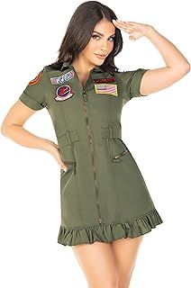 Leg Avenue Women's Licensed Top Gun Flight Dress Costume, Green
