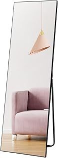 Hoikwo Full Length Mirrors 59x16 inches,Standing Mirror 150x41cm with Black Frame for Bedroom, Living Room or Bathroom