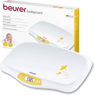 Beurer BY80 Baby Scale | Digital baby weighing scale with large LCD screen | Curved platform for comfort and safety | Tare and hold functions for easy weighing | 20kg load capacity | Easy wipe-clean