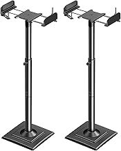 ELIVED Adjustable Height Speaker Stands, Extend 865mm to 1100mm, Spring Loaded Floor Stand Holds Universal Satellite & Bookshelf Speakers Up to 5KG, Cable Management, 1 Pair EV5028