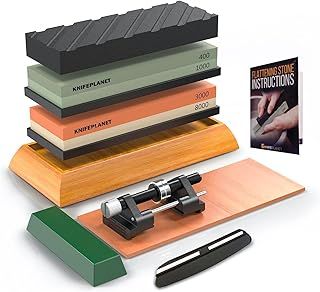 Premium Whetstone Set - Knife Sharpening Stone Set 400/1000 and 3000/8000-Grit Professional Knife Sharpener Includes Flattening Stone, Bamboo Base