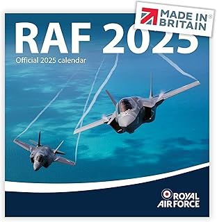 Calendar 2025 UK Holidays RAF OFFICIAL Royal Air Force Premium Large Wall 2025 Calendar Month to View MADE IN BRITAIN® Solar Energy FSC® paper Carbon Capture with trees planted in UK Great Gift idea