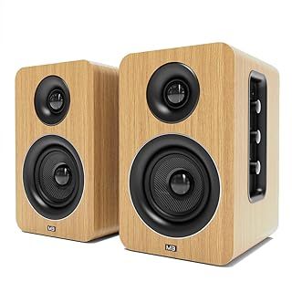 3” Active Bookshelf Speakers 60W | Bluetooth 5.3 | Carbon Fibre drivers & Silk Tweeters | 24bit DAC Built-in | Perfect for Computer Gaming, Vinyl Turntable, HiFi, Home Theatre (M3 Oak)