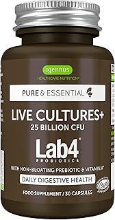 Igennus Probiotics & Prebiotic, Lactobacillus Acidophilus & Bifidobacterium, Live Cultures Complex for Gut Health, 25 Billion CFU, Vegan, Bloating Relief, for Women and Men, 30 Capsules, 1 a-Day