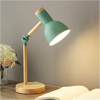 Table Lamp for Study Desk, Modern Wood Desk Lamp with Metal Shade Adjustable Nightstand Lamp for Office, Study Room, Bedroom, Living Room, Kids Room, Reading