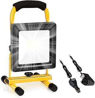 20W LED Rechargeable Work Light Super Bright 3000LM Portable Battery Floodlight Outdoor Battery Security Job Light IP65 Waterproof for Garage Garden Fishing Camping Car Repair BBQ