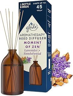 Glade Aromatherapy Reed Diffuser, Home Decor Essential Oils Diffuser Calming Fragrance, Moment of Zen with French Lavender & Australian Sandalwood, 80 ml